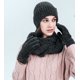 thumbnail image 5 of Bufanda cálida, guantes, juego de tres piezas de lana tejida acanalada sólida, gorro, manta, bufanda (rosa), 5 of 5