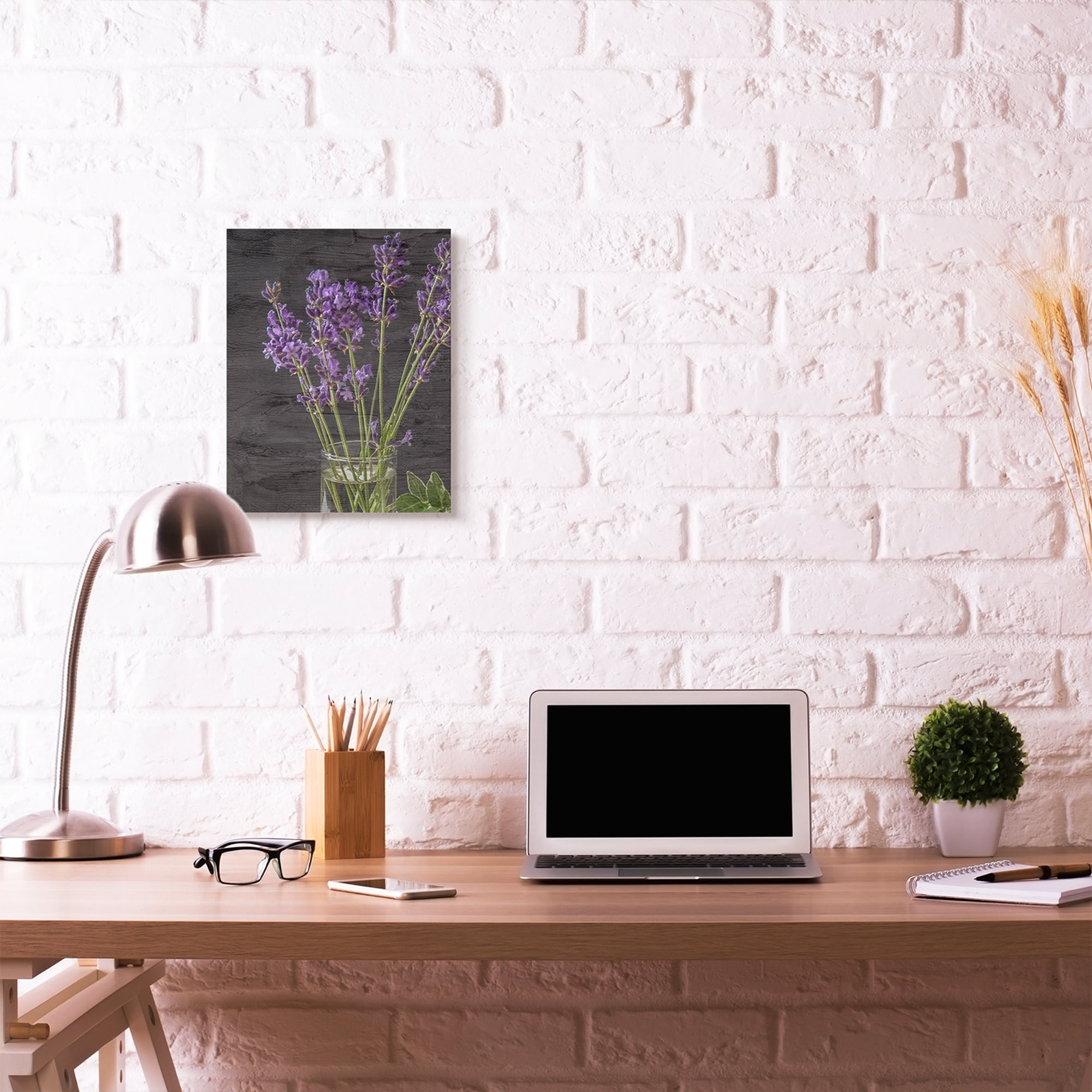 Stupell Home Décor Lavender Jar Purple Green Wood Texture Design Canvas Wall Art by Kim Allen