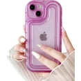 thumbnail image 2 of Compatible with iPhone 13 Case,Transparent Candy Color Bumper Shockproof Silicone Phone Case for iPhone 13,Purple, 2 of 11