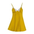 thumbnail image 2 of ylioge Nightgowns for Women Built in Bras Lace Splice V Neck Sleepshirts Ladies Trendy Lightweight Solid Spaghetti Strap Mini Pajama Dresses, 2 of 4