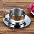 thumbnail image 4 of Taza De Café De Acero Inoxidable, Platillo, Cuchara, Juego De Tazas De Café De Doble Pared Minnieouse HA033223-00, 4 of 6