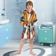 thumbnail image 5 of FORMRS Niños Bathrobe Unisex Hooded Robe Soft Plush Pajamas Sleepwear, Size 10-12T, Abstract Wavy, 5 of 7