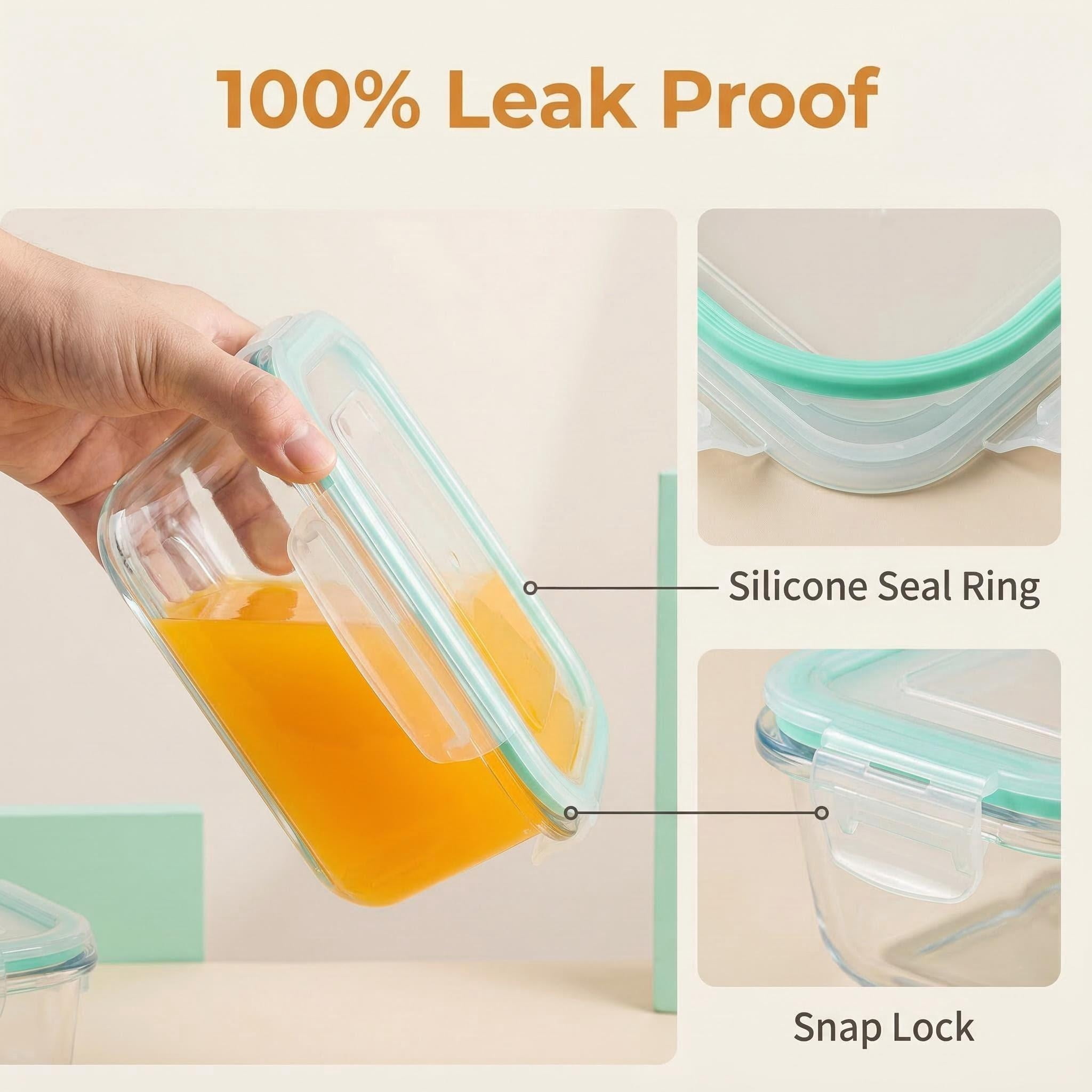8 Pack Glass Food Storage Containers, Meal Prep, Airtight Bento Boxes with Leak Proof Locking Lids, for Microwave, Lunch Boxes, Oven, Freezer And Dishwasher, BPA Free with free labels&marker pen