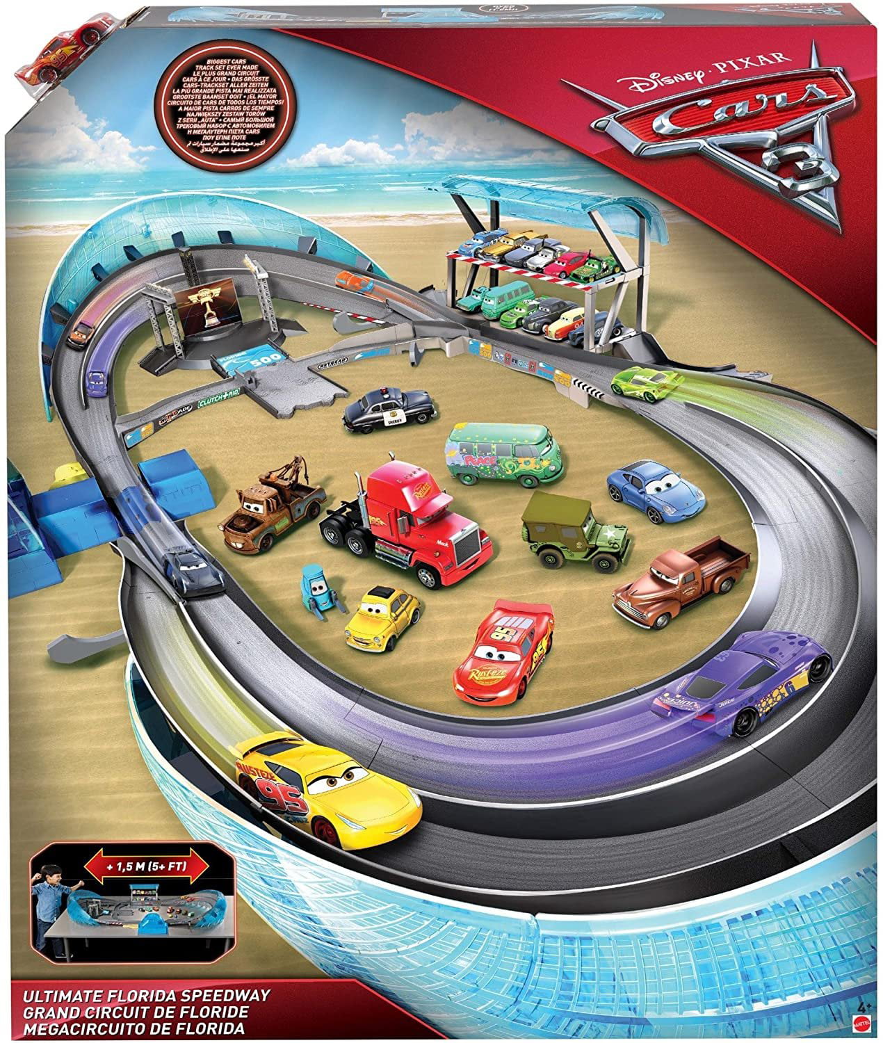 Mattel Disney Cars 3 Ultimate Florida Speedway Rennstrecke mit 1x Fahrzeug Neu 