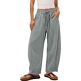 thumbnail image 2 of Mifsaly Linen Barrel Pants Women High Waisted Baggy Beach Pant Lightweight Flowy Vacation Summer Casual Outfits with Pockets XL, 2 of 7