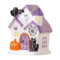 thumbnail image 2 of Yeciiwht Ceramic Halloween Lighted House Decor – LED Night Light with Ghost, Pumpkin & Black Cat Figurine, Glowing Tabletop Ornament for Mantel & Party Decor, 2 of 8