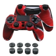 Angle View: TSV Controller Skin Grip Case Anti-slip Silicone Cover Protector Case for Sony PS4/PS4 Slim/PS4 Pro Controller, 8 Thumbstick Grips Included
