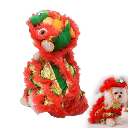 QENASHAING Traditional Lion Dance Pet Costume Lightweight & Breathable Design Perfect for Holiday Photos and Family Gatherings