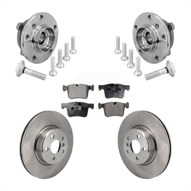 Transit Auto Front Hub Bearing Assembly Disc Brake Rotors and Semi-Metallic Pads Kit for Car 2019 BMW 330i xDrive GT with 330mm Diameter Rotor Without Blue Painted Calipers KBB-133443