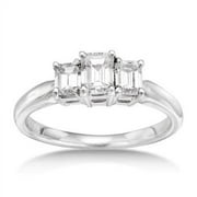 1 Carat Emerald-Cut Diamond Three-Stone Platinum Ring -- Facets of Fire