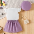 thumbnail image 4 of Splozh Girls Spring Outfits Toddler Girls' Outfit Set, 3 Piece Embroidered Pullover Skirt with Hat for Party Photos Purple,12-18 Months, 4 of 8