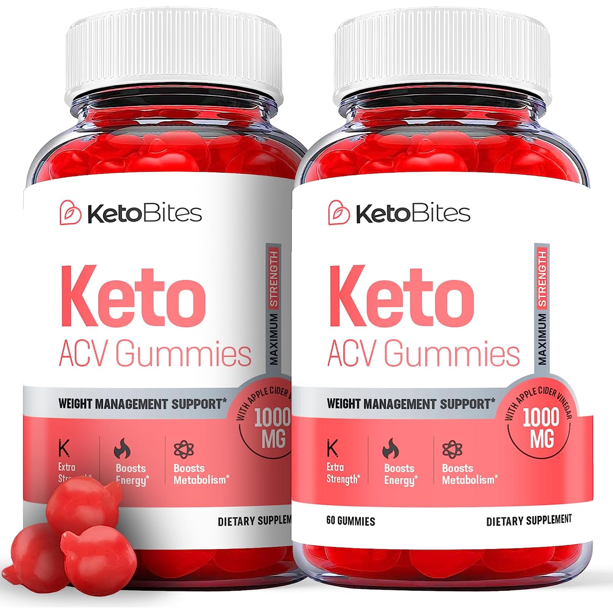 (2 Pack) Keto Bites Keto ACV Gummies - Supplement for Weight Loss - Energy & Focus Boosting Dietary Supplements for Weight Management & Metabolism - Fat Burn - 120 Gummies