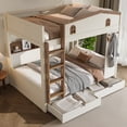 thumbnail image 3 of Newest Family Size for Large Families & Shared Rooms Organized Living Solid Wood Queen over Queen Bunk Bed with Storage Drawers and Shelves, Beige and Natural, 3 of 11