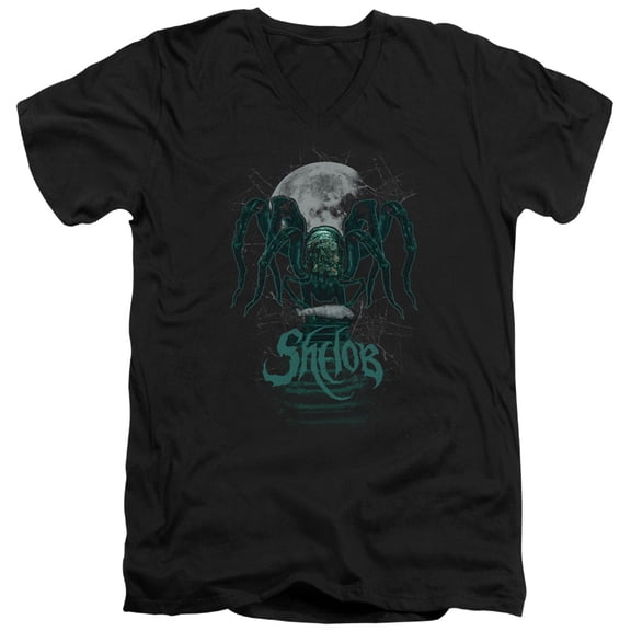 Trevco Sportswear LOR3033-AV-4 Lord of The Rings Shelob Adult Slim Fit V-Neck Cotton T-Shirt, Black - Extra Large