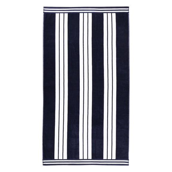 Superior Cotton Striped Oversized Beach Towel, 34" x 64", Blue