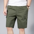 thumbnail image 2 of SWSMCLT Men's Mid Rise Lounge Lightweight Pockets Slim Fit Cotton Shorts Cargo Shorts Casual Shorts Army Green Large, 2 of 4