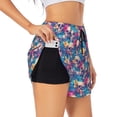 thumbnail image 3 of Lsque Skull blue leaf Printed Women's Running Shorts with Liner Pockets,Elastic Quick Dry Workout Athletic Gym Yoga Shorts,Womens High Waist Shorts-Large, 3 of 9