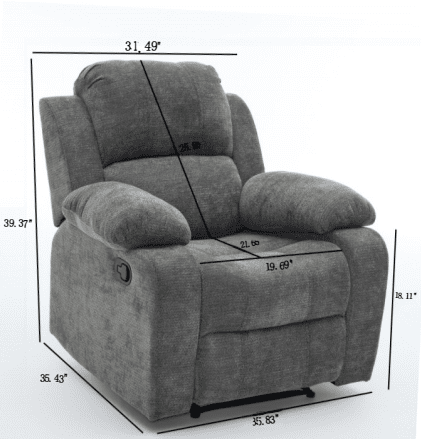 Leumius Recliner Chairs for Living Room, Manual Reclining Chair Single Sofa, Ergonomic Lounge Chair with Rocking Function,Dark Gray