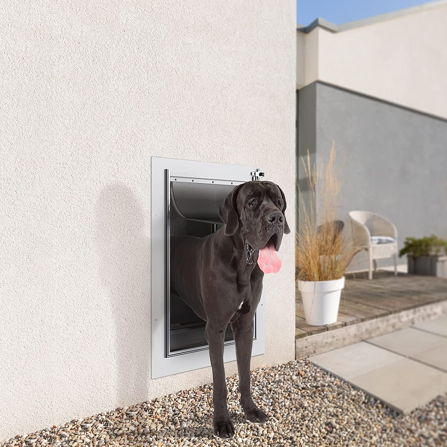 Baboni Pet Door for Wall, Steel Frame, Telescoping Tunnel, Large photo 6