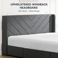 thumbnail image 4 of COMHOMA Upholstered Wingback King Platform Bed with Storage Drawers and USB Power, Dark Gray, 4 of 7
