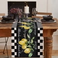 thumbnail image 2 of Table Runner Dresser Scarves 108 Inch Long, Retro Watercolor Lemon Fruit Linen Dining Table Runners Black and White Buffalo Grid Tabletop Scarf for Wedding Holiday Party Kitchen, 2 of 7