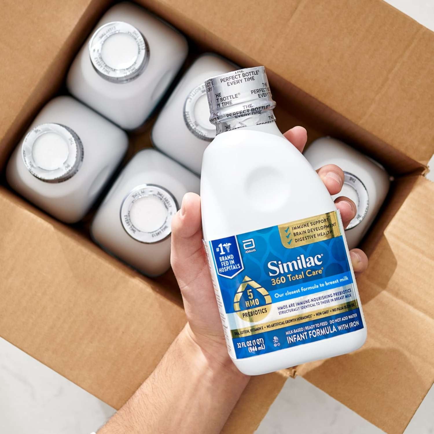 Similac 360 Total Care Ready-to-Feed Baby Formula, 32-fl-oz Bottle, Pack of 6