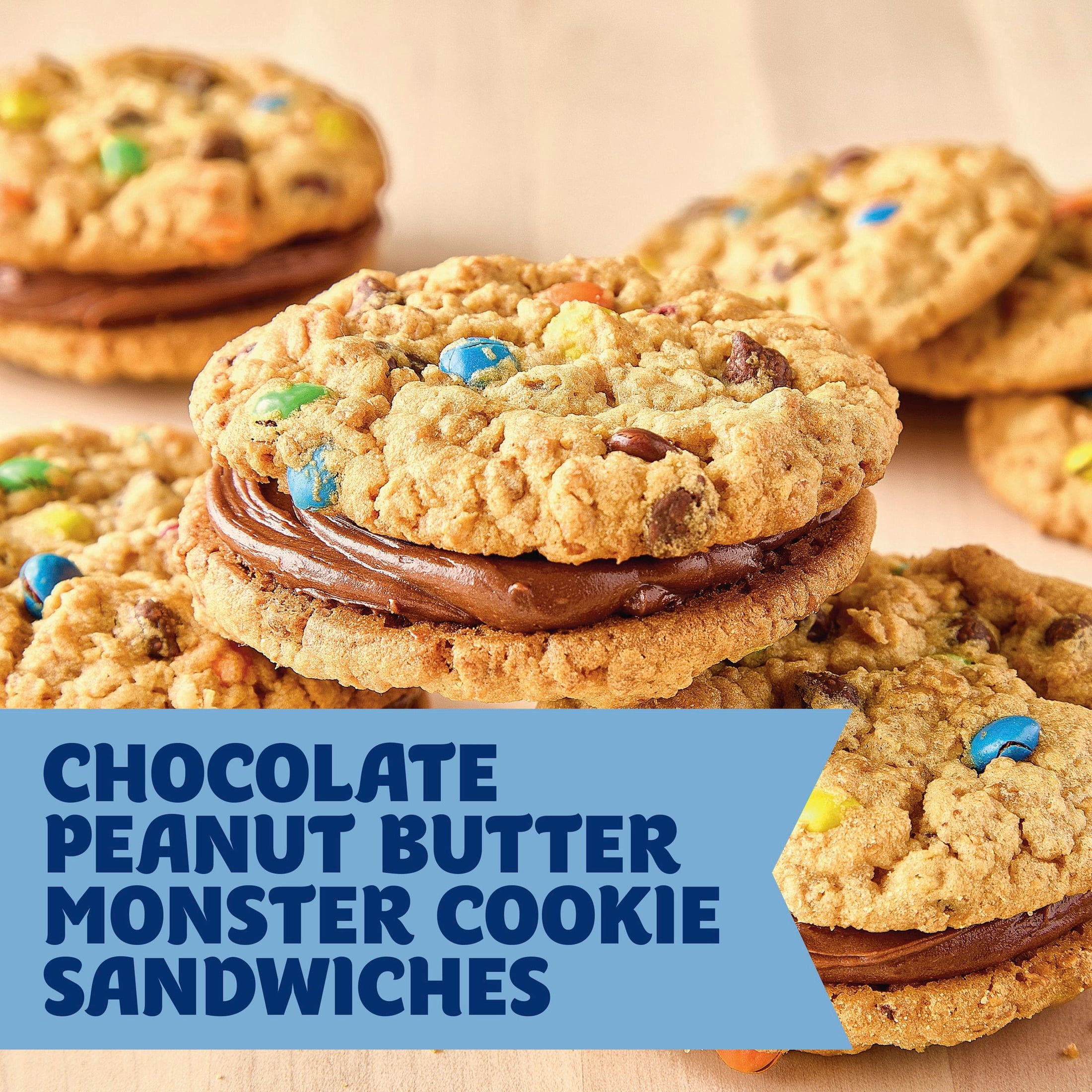 Pillsbury Ready to Bake Monster Refrigerated Cookie Dough, 12 Big Cookies, 16 oz