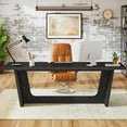 thumbnail image 2 of Finmind 70.87-Inch Executive Computer Desk with Solid Wood Pedestal, Black, 2 of 7