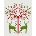 thumbnail image 2 of Fab Funky 12x14 White Modern Wood Framed Museum Art Print Titled - Christmas Des - Deer and Heart Tree, On Cream, 2 of 4