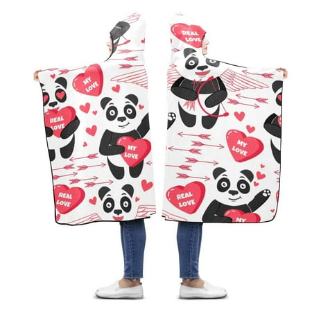 HATIART Funny Pandas Hooded Throw Blanket 56x80 inches ...