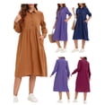 thumbnail image 3 of Vestido suelto de mujer con bolsillos Manga larga Vestido vintage de talla grande MABOTO  Vestido, 3 of 7