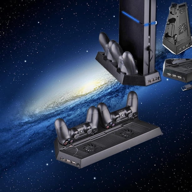 Soporte vertical para estación de refrigeración PS4 con base de carga para 2 mandos PlayStation