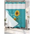 thumbnail image 4 of Teal Sunshine Sunflower No Hook Shower Curtain Waterproof,Bathroom Curtains with Snap in Liners and See Through Top Window,Pastoral Bees Farmhouse Floral Hotel Style Bathtub Curtains Shower 72"Wx78"L, 4 of 8