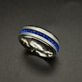 thumbnail image 6 of 8mm Titanium Steel Mens Ring Men Wedding Band Blue AAA CZ Man Ring, 6 of 6