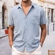 thumbnail image 4 of Camisas Casuales Para Hombre Camisa de manga corta bordada de playa suelta informal de verano para hombre (Grey, M), 4 of 5
