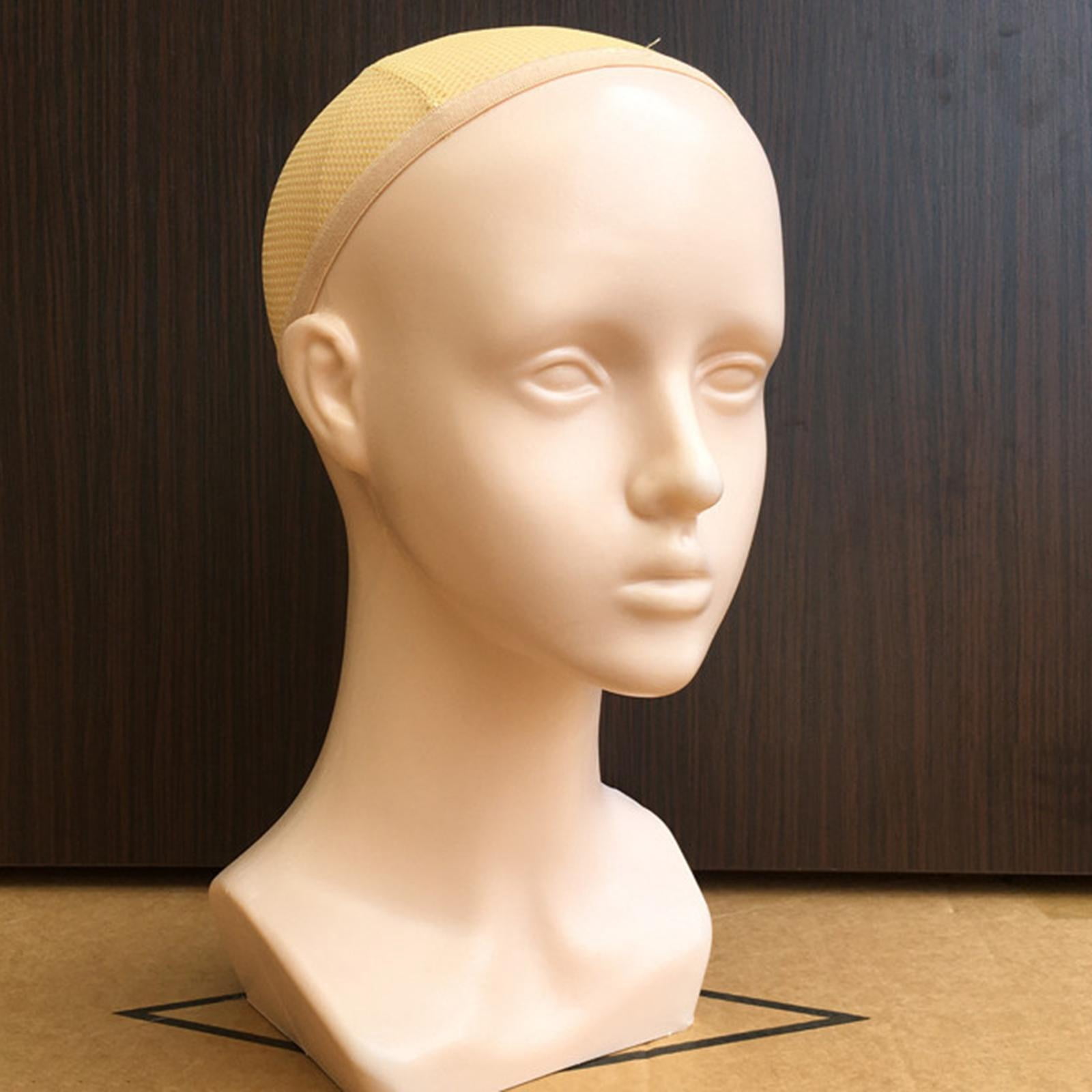 Bald Head Making Hat Display Cosmetology Manikin Head Bust Long Neck Necklace Earrings Head Model Female Dolls Head Stand