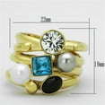 thumbnail image 2 of TK1440 - IP Gold(Ion Plating) Stainless Steel Ring with Synthetic Pearl in Multi Color Size 10, 2 of 2
