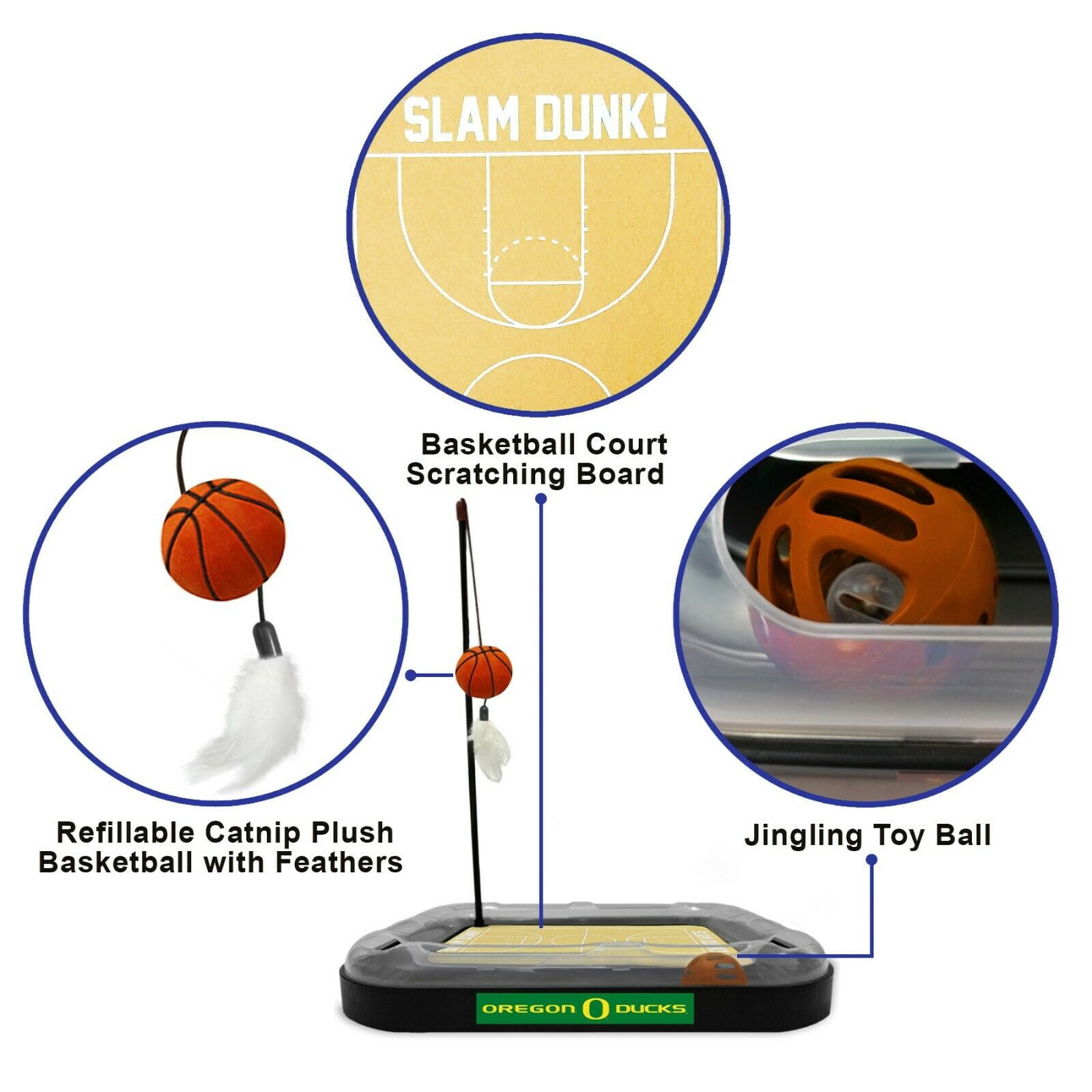 NCAA Oregon Ducks CAT Scratcher Mat Toy with Catnip Plush & Feather Cat Toy 5-in-1 Kitty Toy