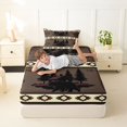thumbnail image 4 of jejeloiu Cabin Wildlife Twin Sheets,Forest Print Bedding For Boys,Brown Cream,3pcs,1 Fitted Sheet and 1 Pillowcase, 4 of 6