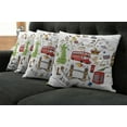 thumbnail image 2 of Ambesonne Travel Throw Pillow Cover 4 Pack, Sketchy Famous Tourist, 18", Multicolor, 2 of 6