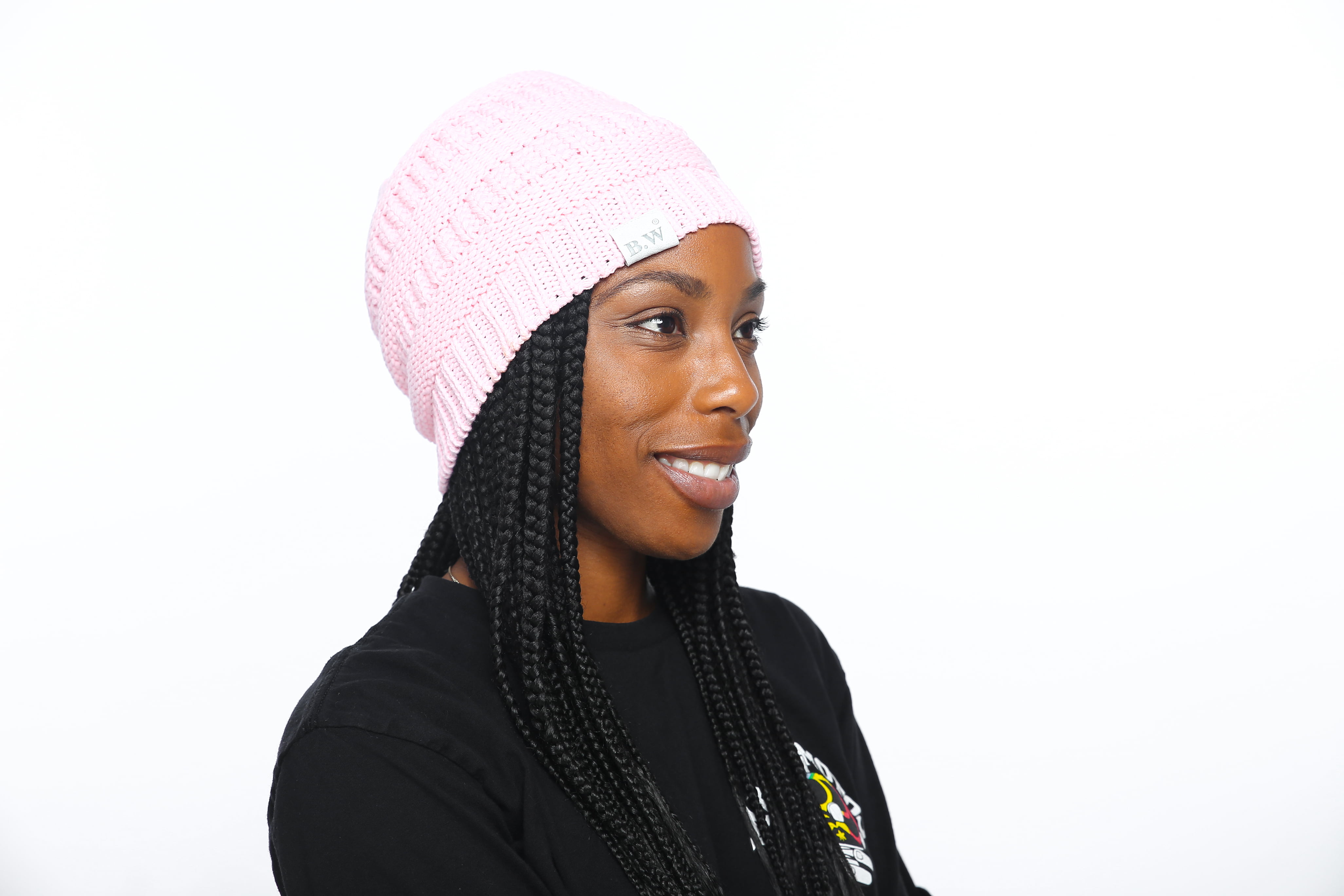 Unisex Knitted Satin Lined Slouch Beanie by Skatsz Navy/Pink NEW 