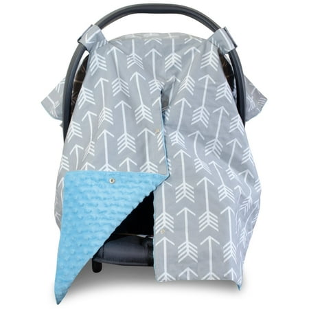 - Kids N' Such 2 in 1 Car Seat Canopy Cover with Peekaboo Opening™ - Large Carseat Cover for Infant Carseats - Best for Baby Girls and Boys - Use as a Nursing Cover - Arrow with Blue Dot Minky