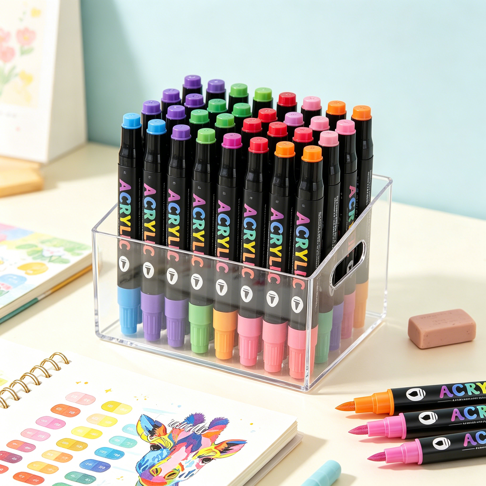 CCOCC 2026 New 12/24/36/48 Pcs Dual Tip Acrylic Paint Markers, Acrylic Paint Pens Extra Fine Tip Acrylic Paint Markers for Rock Painting, Ceramic, Stone, Wood, Canvas, Stone, Diy Crafts Card Making