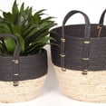thumbnail image 1 of BLACK/NATURAL STRAW BASKET S/3, 1 of 3