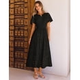 thumbnail image 3 of Merokeety Womens Summer Dresses Boho Floral Eyelet Lace Tiered Flowy Maxi Dress Black xl, 3 of 5