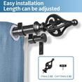 thumbnail image 3 of Urbanest Adjustable Double Curtain Rod Set Portia Flat Button Finials – 1″ Front & 3/4″ Back Rod With Black Rod, 48–84 Inches, 3 of 6