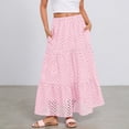 thumbnail image 2 of Tfken Summer Skirts For Women Low Waist Solid Color A Line Long Skirts Fashion Casual Daily Wear Female Comfortable Clothes Pink, 2 of 4