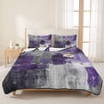 thumbnail image 3 of Full Quilt Set 78''x90'', Purple Grey Lightweight Bedspread Coverlet Set with 2 Pillow Shams, Modern Oil Painted Abstract Art Breathable All Season Quilt Bedding for Bedroom/Guest Room, 3 of 9