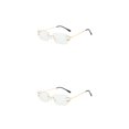 thumbnail image 3 of Guardurnaity Gafas de sol de moda para diario Lentes transparentes elegantes a prueba de rayos Gafas de sol rectangulares Blanco inoxidable Blanco 2Conjunto, 3 of 6