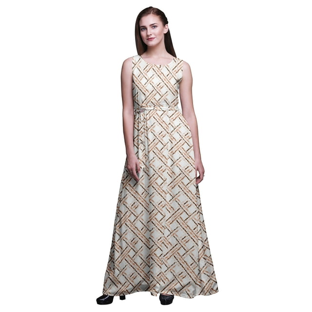Bimba Robe Longue Sans Manches pour Femmes à Imprimé Teinture sur Nœuds Style Chic - Grande
